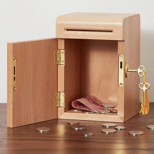 Tirelire en bois artisanale unique