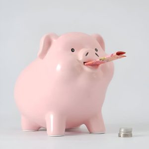 Tirelire cochon classique, idéale pour les économies