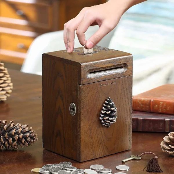 Tirelire en bois faite main pour enfants