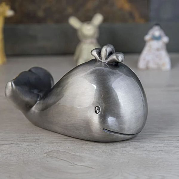 Accessoire déco tirelire baleine en métal