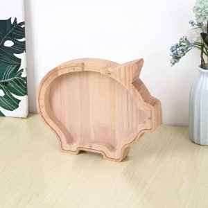 Tirelire cochon en bois pour enfants