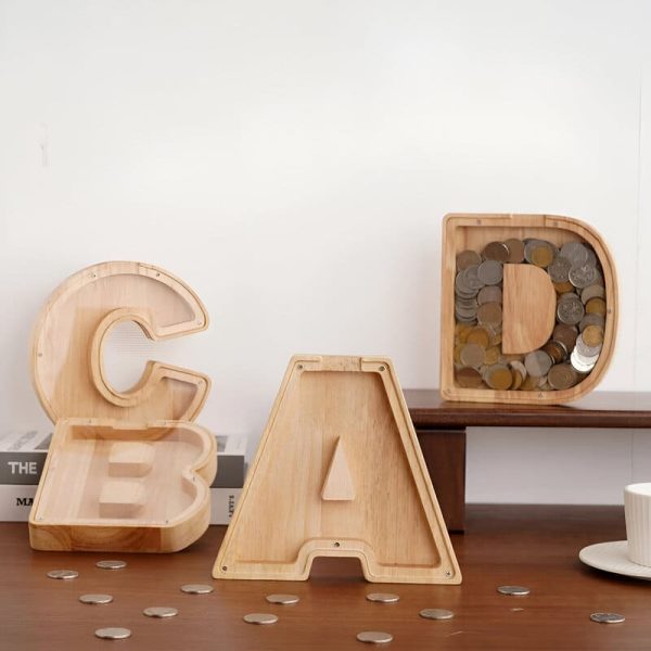 Tirelire originale en bois avec lettres
