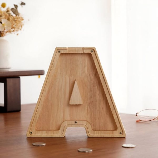 Tirelire en bois avec initiales personnalisées