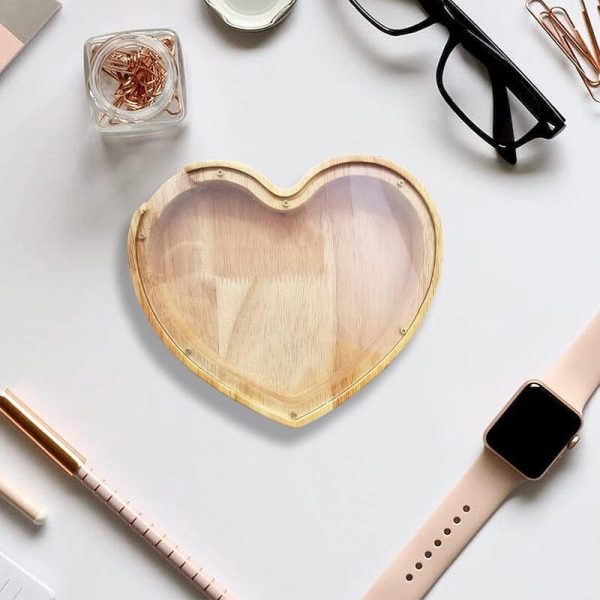Tirelire transparente en bois, idéale pour le rangement des pièces