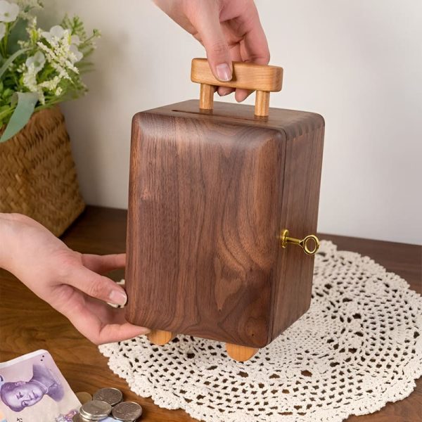 Valise tirelire en bois pour enfants