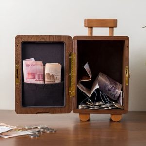 Tirelire originale en bois valise