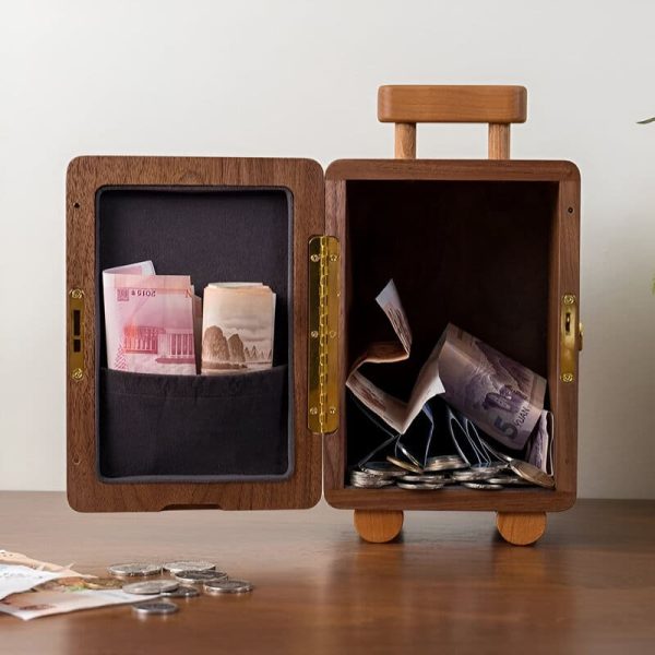 Tirelire originale en bois valise