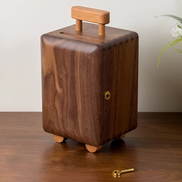 Valise en bois tirelire, économie amusante