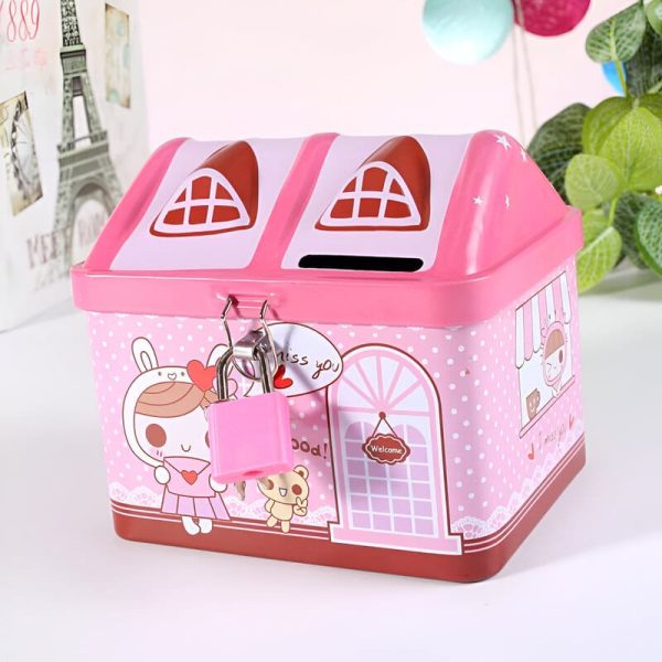 Coffre à pièces en fer, tirelire enfant au style original