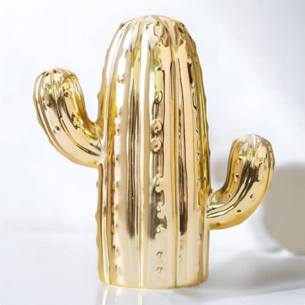 Tirelire cactus en céramique, style contemporain