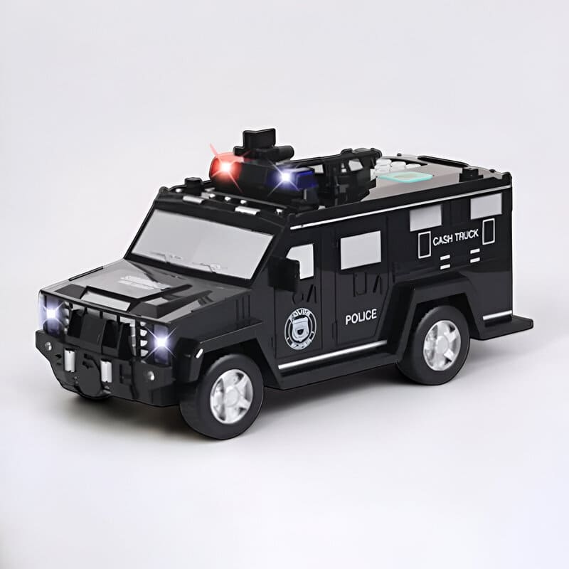 Tirelire camion police pour enfants