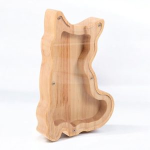 Tirelire chat mignonne en bois pour économiser