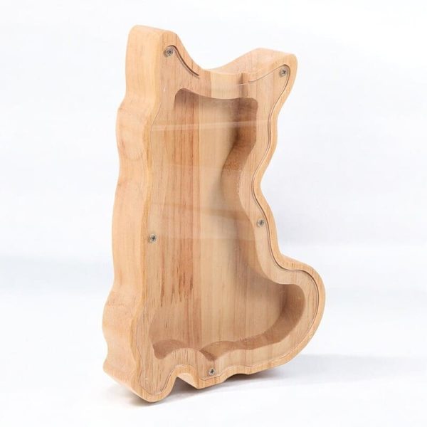 Tirelire chat mignonne en bois pour économiser