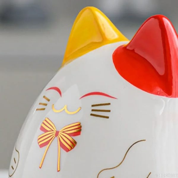 Coffre à économies design : tirelire chat en céramique
