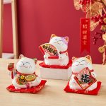 Tirelire Chat Chinois en céramique décorative