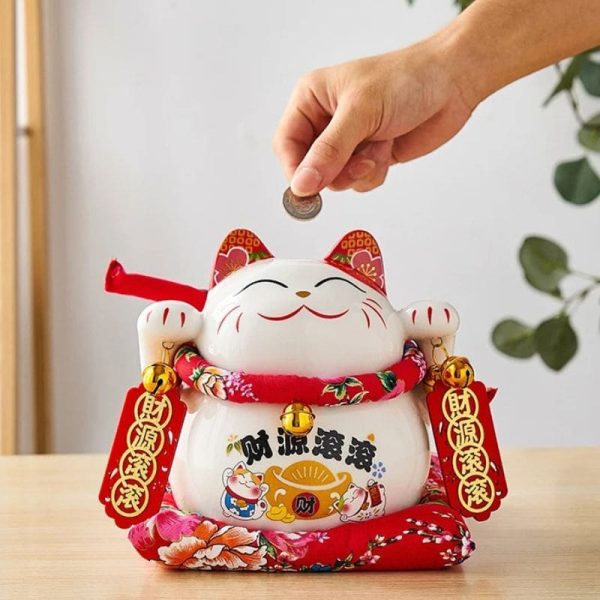 Tirelire Chat avec motifs chinois