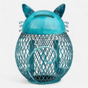 Accessoire déco tirelire chat en métal