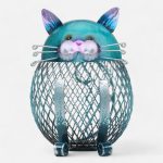 Tirelire chat métal, accessoire ludique pour la chambre