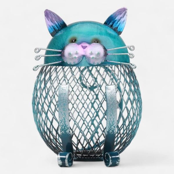 Tirelire chat métal, accessoire ludique pour la chambre