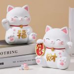 Tirelire Chat Patte en céramique blanche