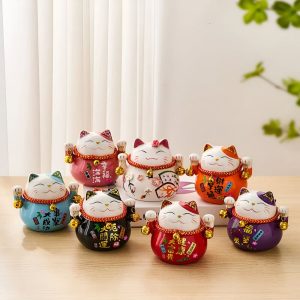 Tirelire Chat Porte-Bonheur en céramique décorative