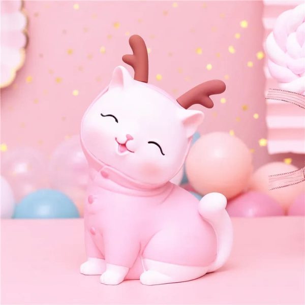 Design adorable de tirelire chat, teinte rose douce