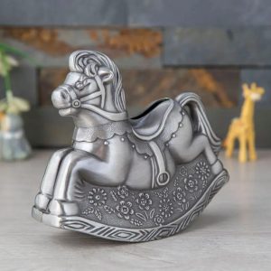 Tirelire Cheval à Bascule en Argent