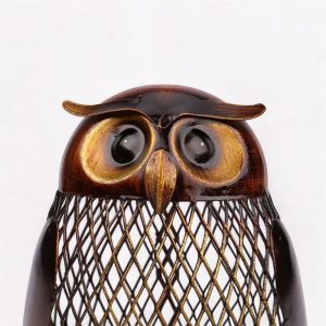 Accessoire déco enfant : tirelire chouette en fer