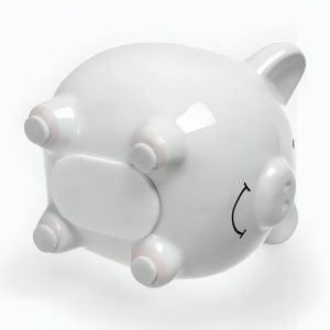Tirelire cochon blanche, accessoire ludique pour enfants et adultes