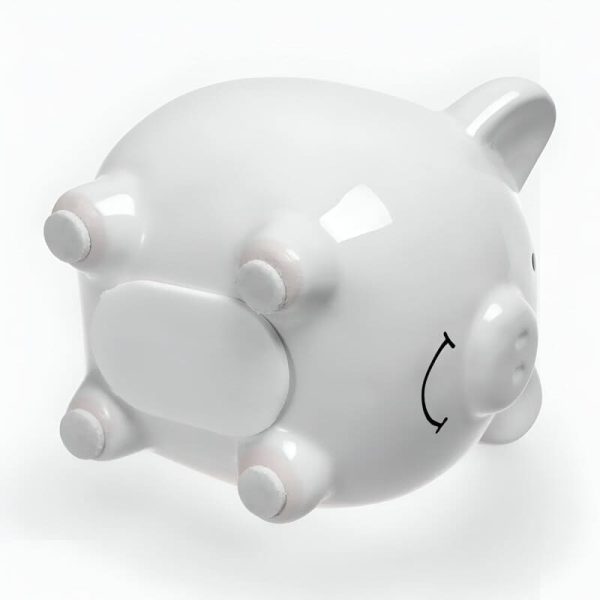 Tirelire cochon blanche, accessoire ludique pour enfants et adultes