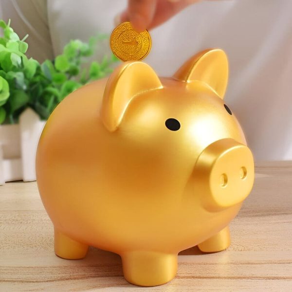 Cochon tirelire doré pour épargner avec style