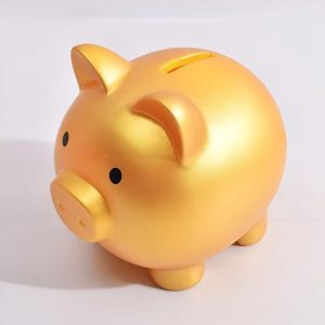 Tirelire en forme de cochon doré, idéale pour les économies