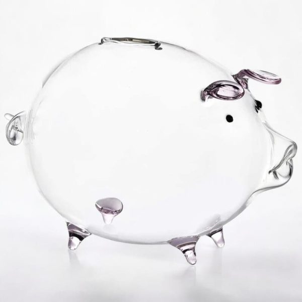 Verre transparent : tirelire en forme de cochon