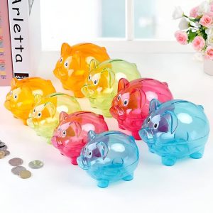 Tirelire cochon transparente