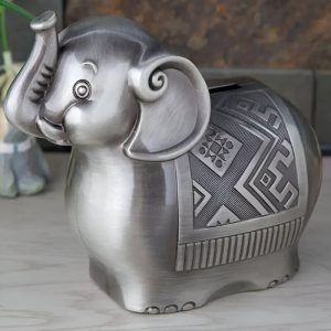 Éléphant argenté, tirelire décorative pour enfants