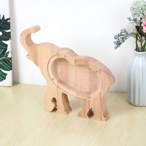 Tirelire éléphant en bois décorative pour enfants