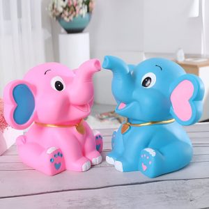 Éléphant rose et bleu, tirelire originale pour la chambre