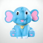 Éléphant en céramique rose et bleu, tirelire amusante