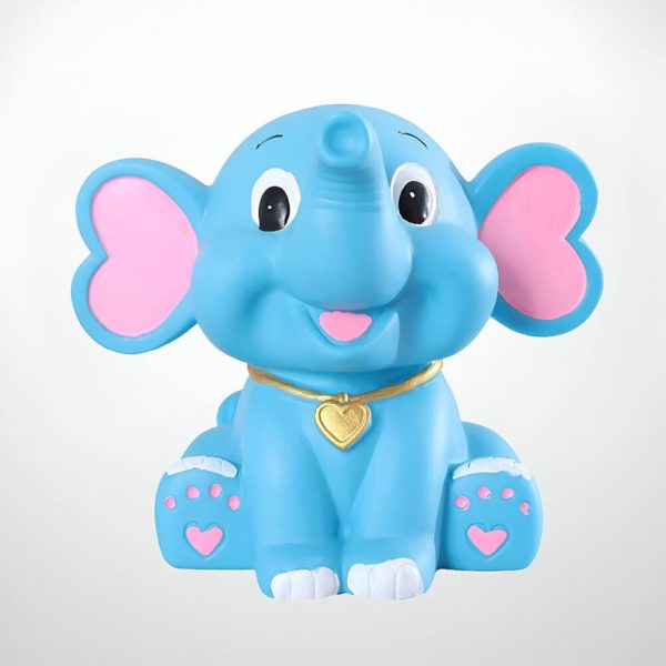 Éléphant en céramique rose et bleu, tirelire amusante