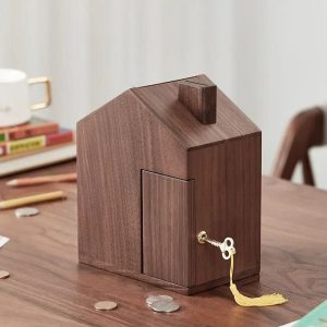 Tirelire en Bois style maison moderne