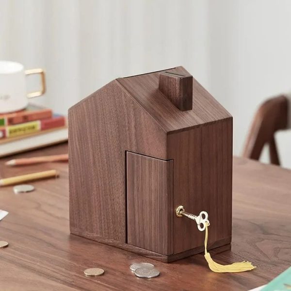 Tirelire en Bois style maison moderne