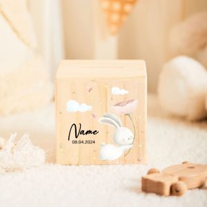 Tirelire enfant en bois avec prénom gravé
