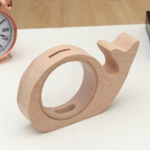Tirelire escargot en bois coloré pour enfants