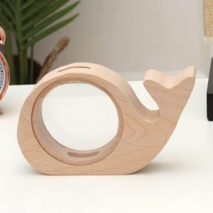 Tirelire en bois escargot, jouet éducatif pour enfants
