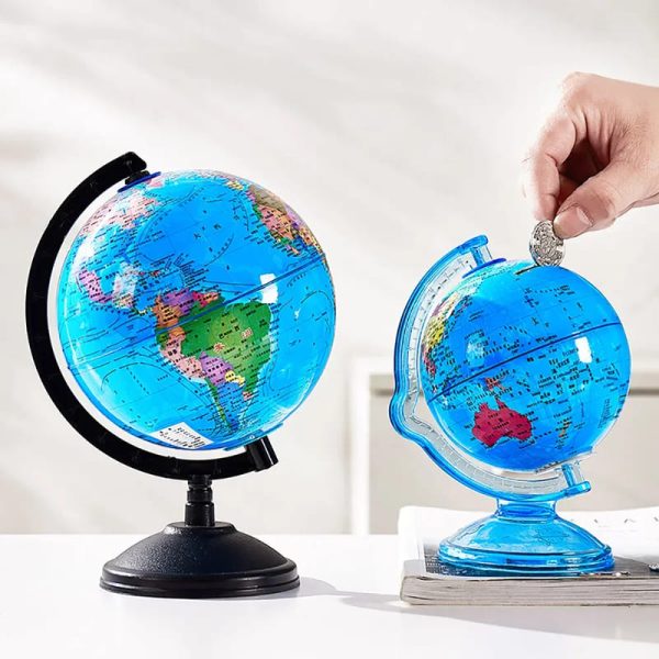 Tirelire originale en forme de globe terrestre