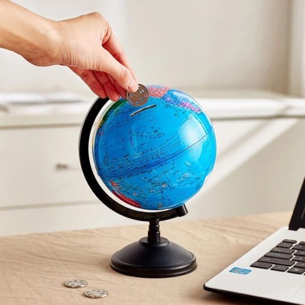 Tirelire adulte globe terrestre en céramique