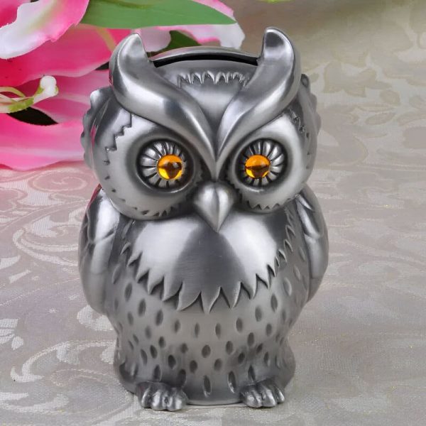 tirelire-hibou-metal-1 Tirelire hibou en métal décorative pour collectionneurs