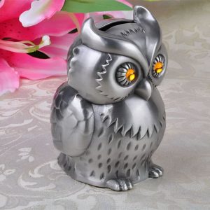 Tirelire métal en forme de hibou, design élégant