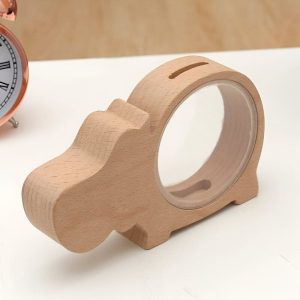 Tirelire en bois en forme d'hippopotame pour enfants