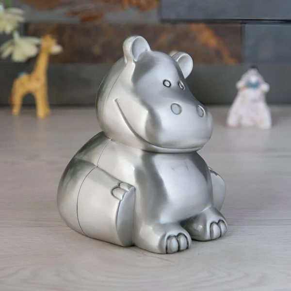 Tirelire originale en forme d'hippopotame en métal